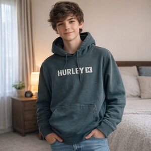 Vintage Hurley Hooded Sweatshirt Y2K Size Medium Streetwear Grunge